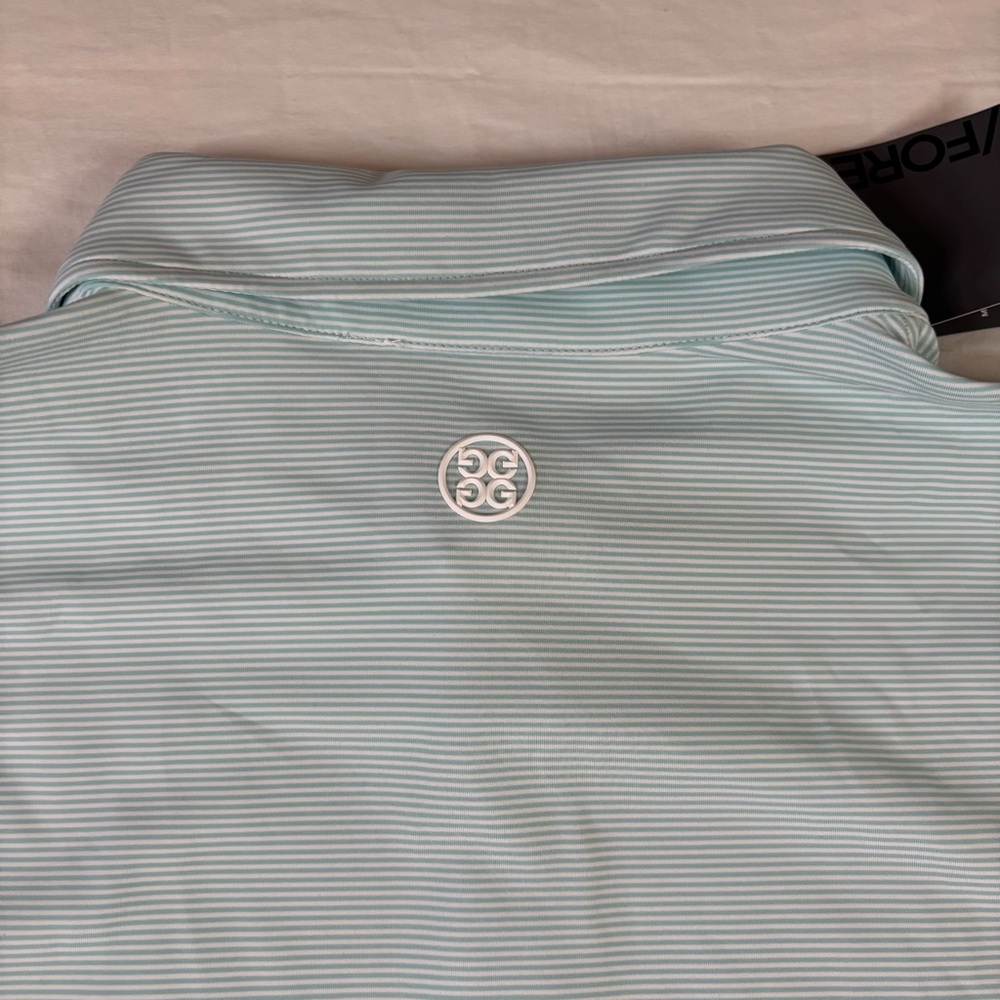 G/FORE Fjord Feeder Stripe Tech Jersey Golf Polo SGLS Seaglass Men’s Size XL - Picture 3 of 6